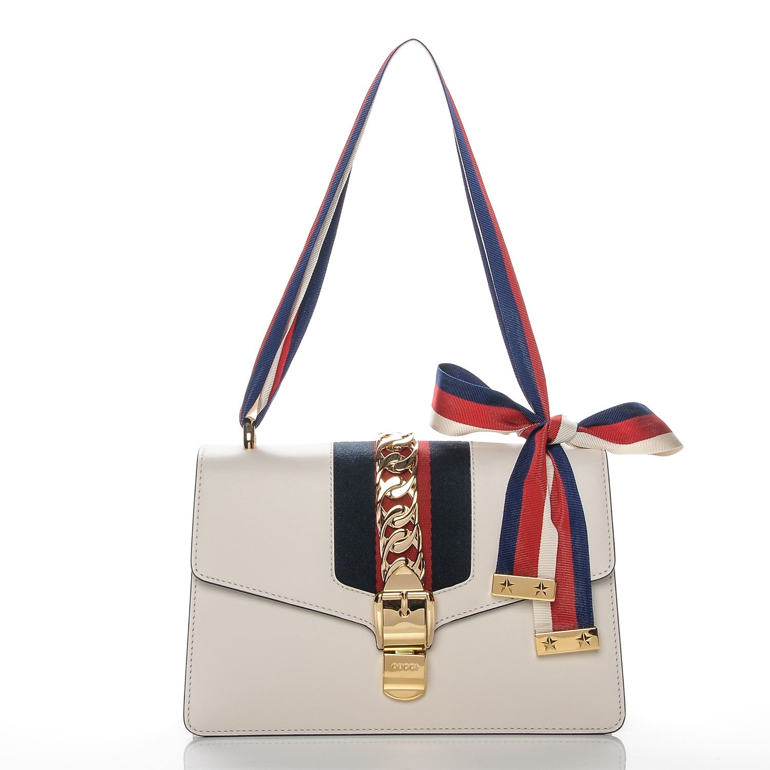 Gucci Calfskin Small Sylvie Shoulder Bag White 3 of 10
