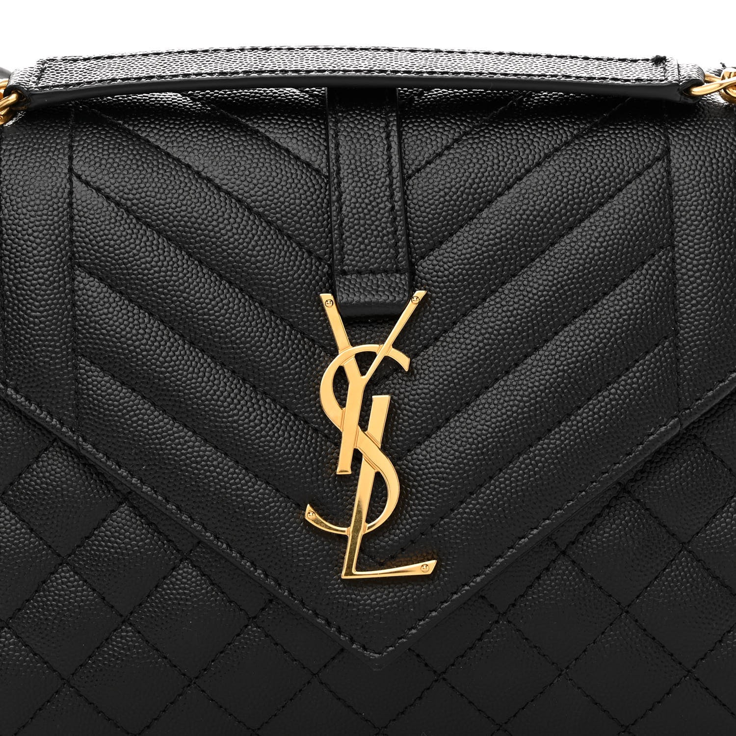 Saint Laurent Grain De Poudre Textured Mixed Matelasse Triquilt Medium Monogram Satchel Black 7 of 10