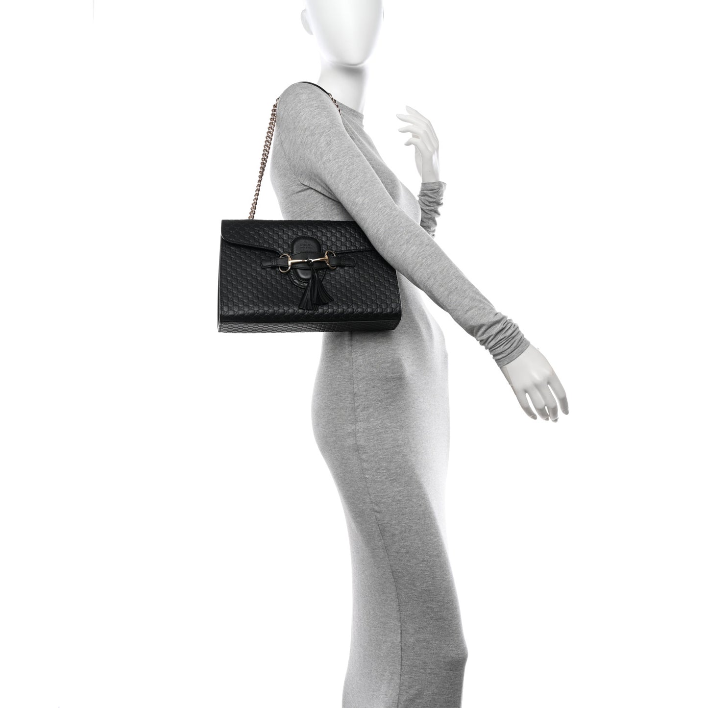 Microguccissima Medium Emily Chain Shoulder Bag Black