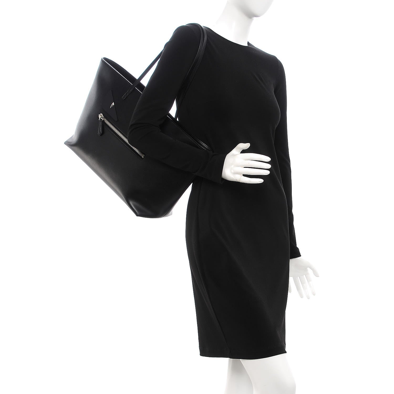 Fendi Vitello Liberty Lucido Metal Monster Eyes Medium Roll Tote Black 2 of 7