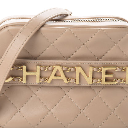 Chanel Calfskin Quilted Enchained Camera Case Bag Beige 9 of 9