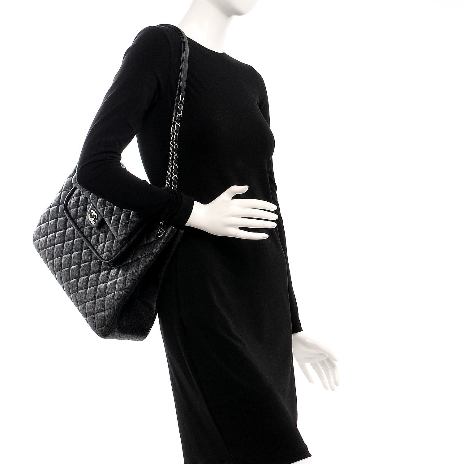 Chanel Caviar Quilted Flap Tote Black 2 of 8