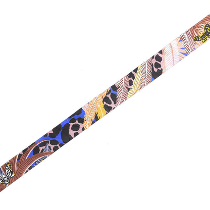 Hermes Silk Jaguar Quetzal Twilly Bleu Roy Brun Saumon 4 of 4