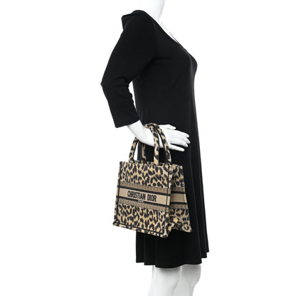 Christian Dior Canvas Mizza Embroidered Small Leopard Book Tote Beige 2 of 14