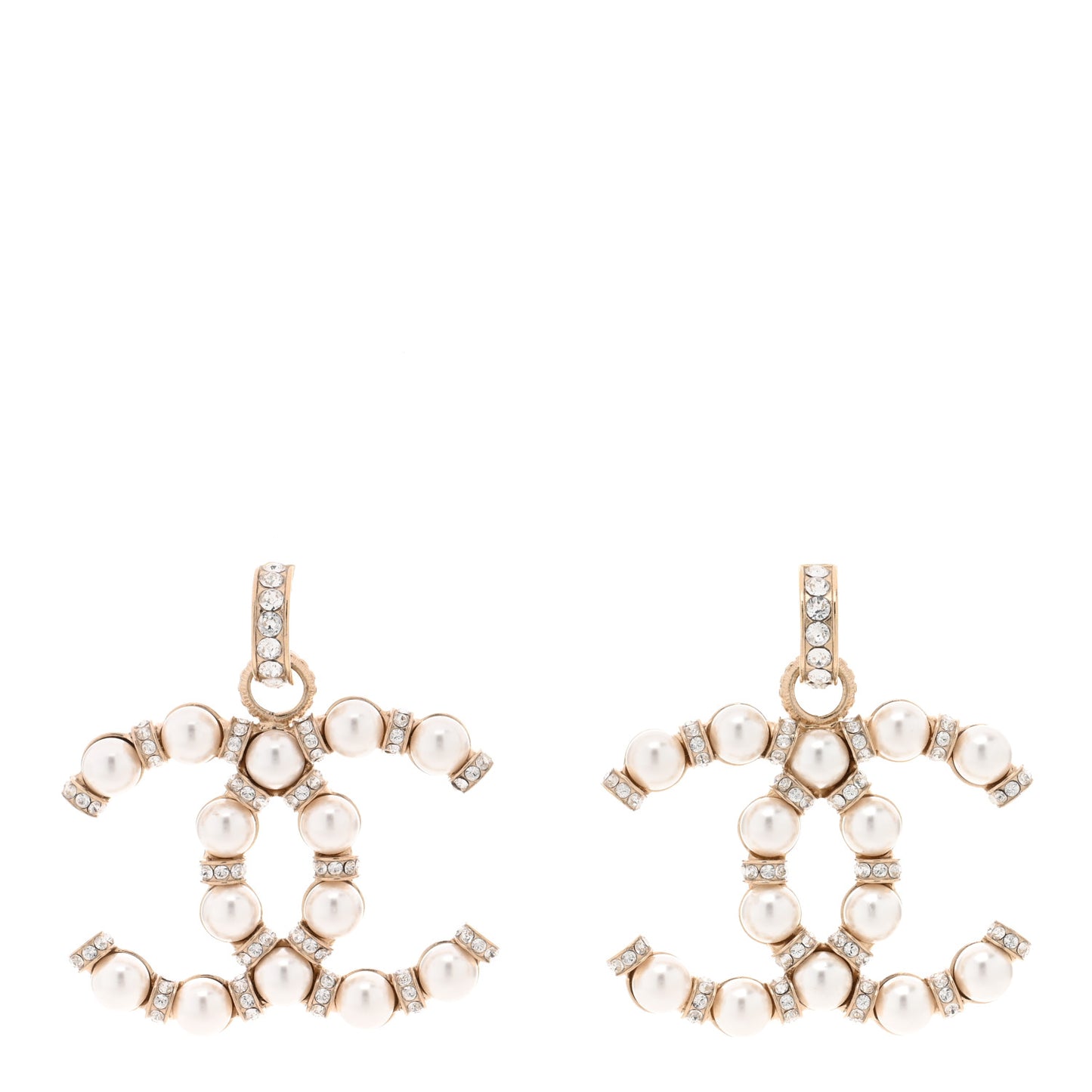 Pearl Crystal Nefertiti CC Drop Earrings Gold