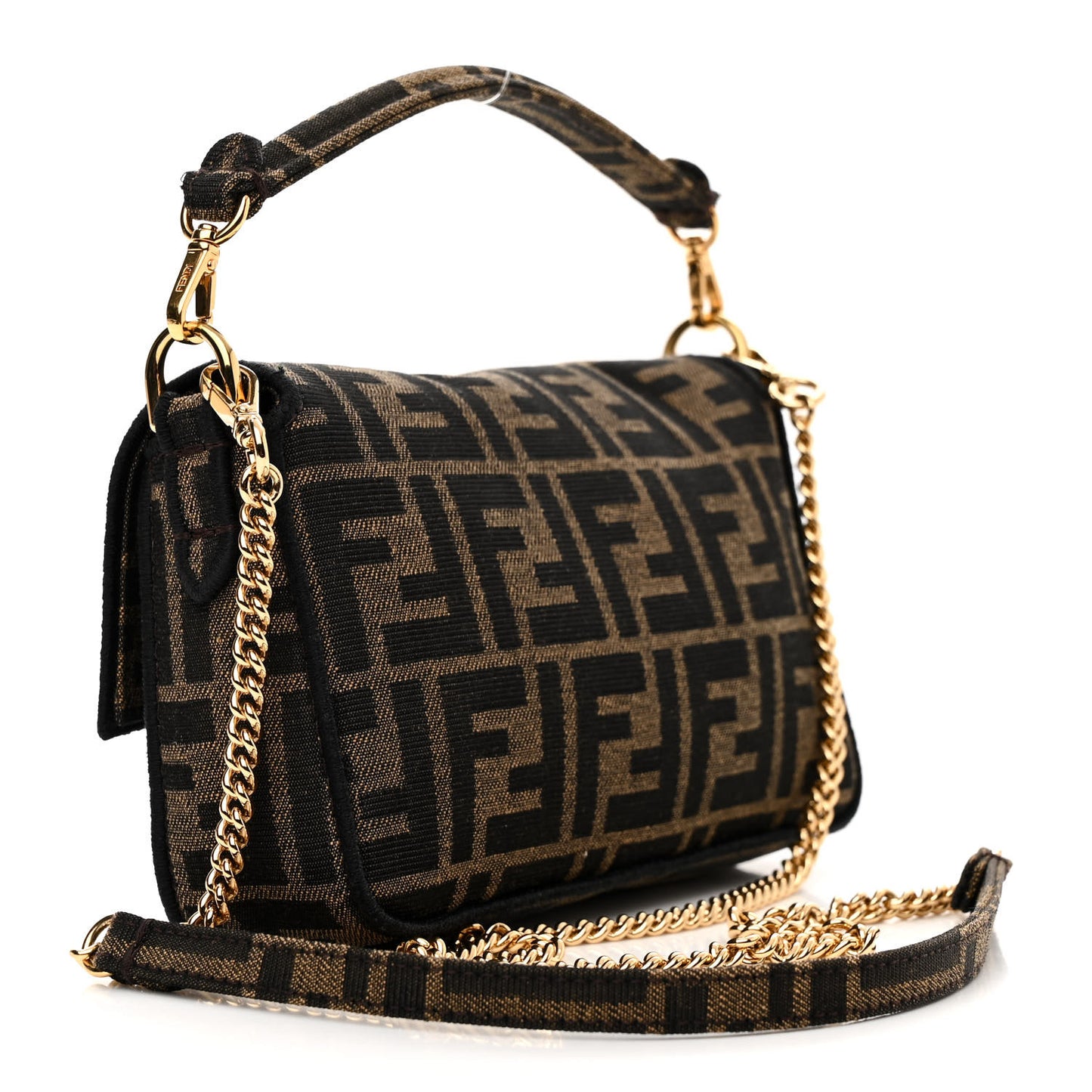 Fabric Jacquard FF 1974 Mini Baguette Tobacco Moro Black