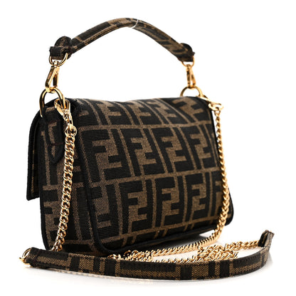 Fendi Fabric Jacquard FF 1974 Mini Baguette Tobacco Moro Black 3 of 13