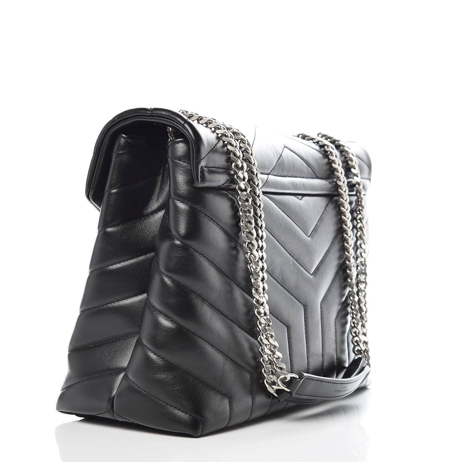 Saint Laurent Calfskin Y Quilted Monogram Medium Loulou Chain Satchel Black 3 of 9
