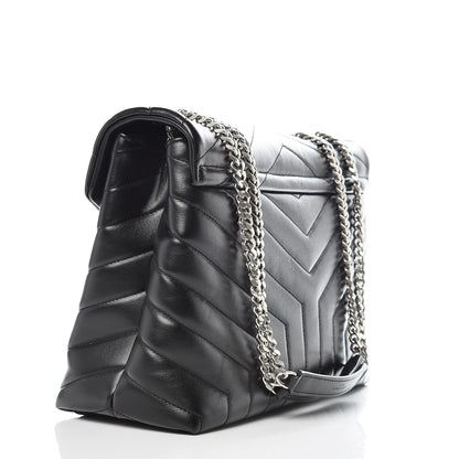 Saint Laurent Calfskin Y Quilted Monogram Medium Loulou Chain Satchel Black 3 of 9