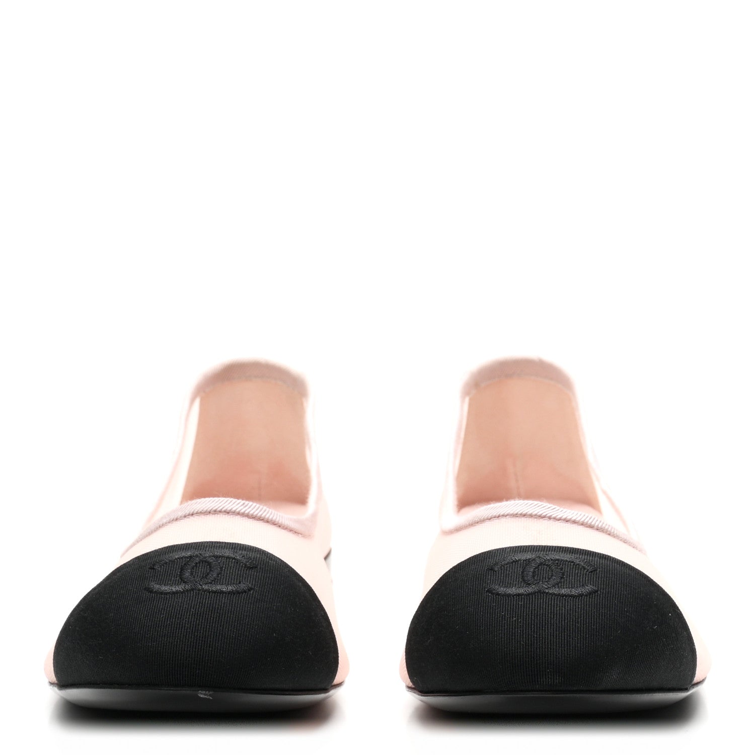Chanel Mesh Grosgrain CC Ballerina Flats 38.5 Pink Black 3 of 9