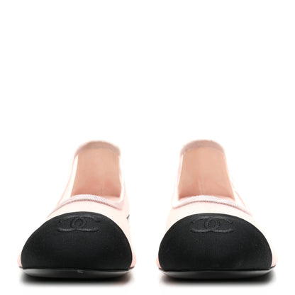Chanel Mesh Grosgrain CC Ballerina Flats 38.5 Pink Black 3 of 9