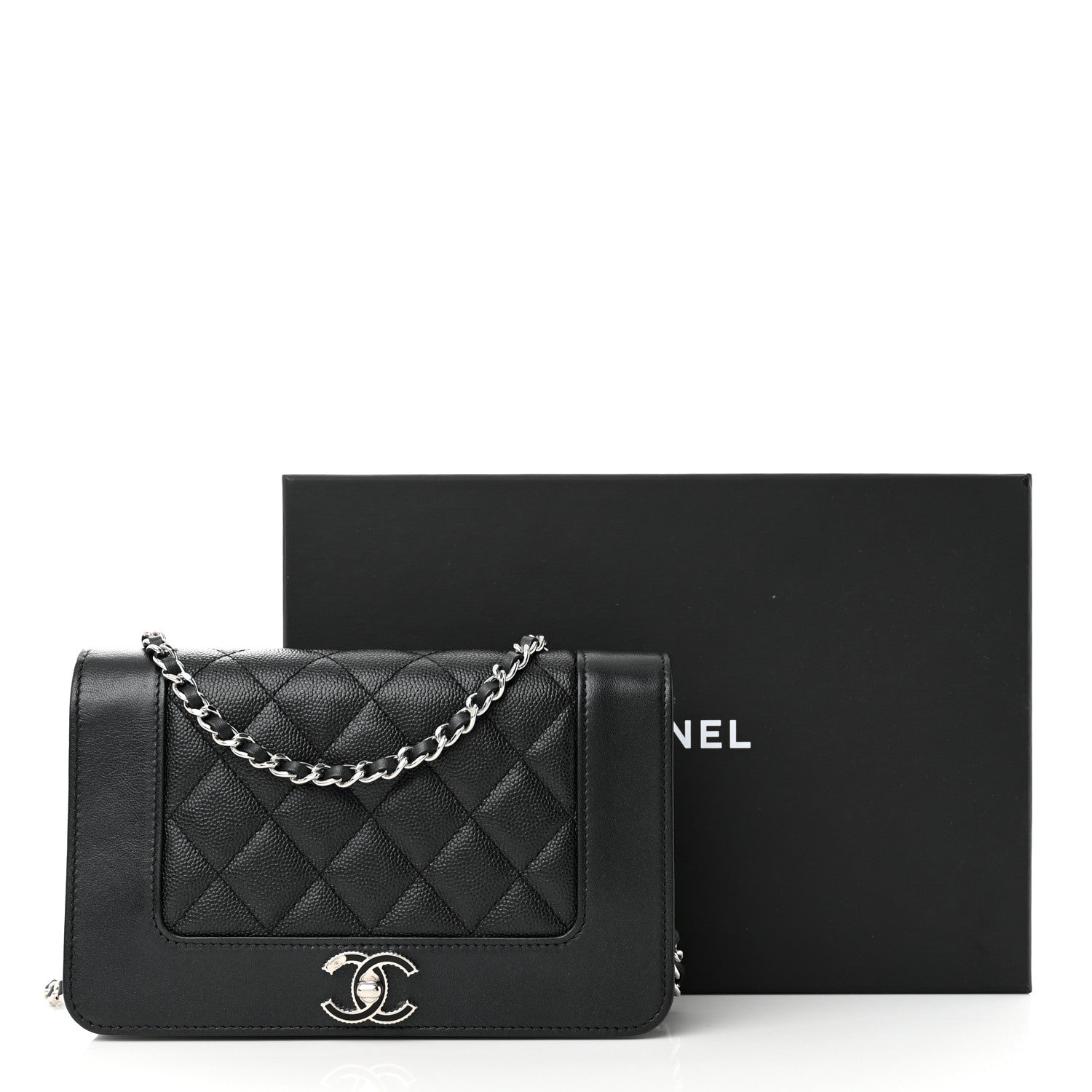 Chanel Caviar Quilted Vintage Mademoiselle Wallet On Chain WOC Black 14 of 14