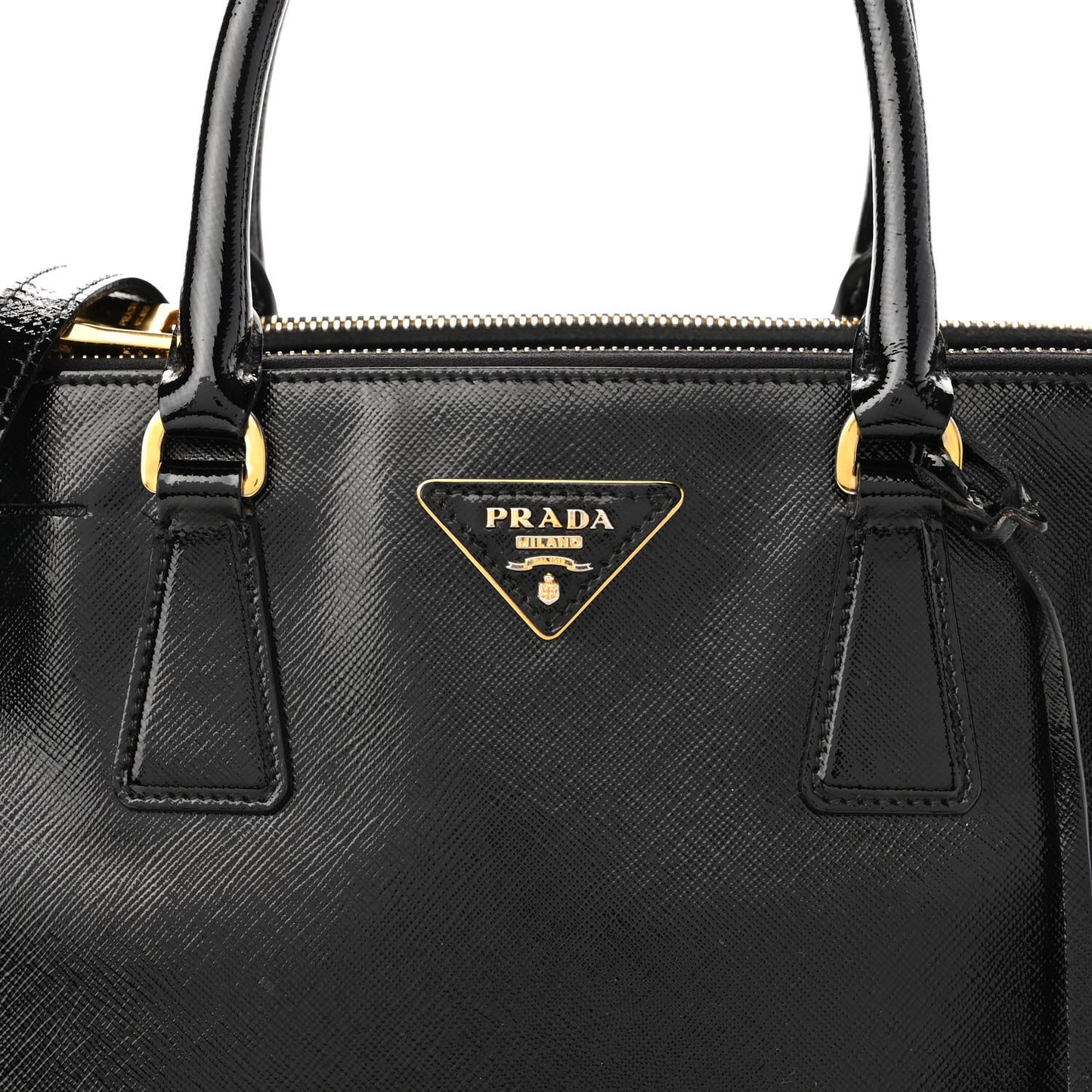 Saffiano Vernice Small Galleria Double Zip Tote Black