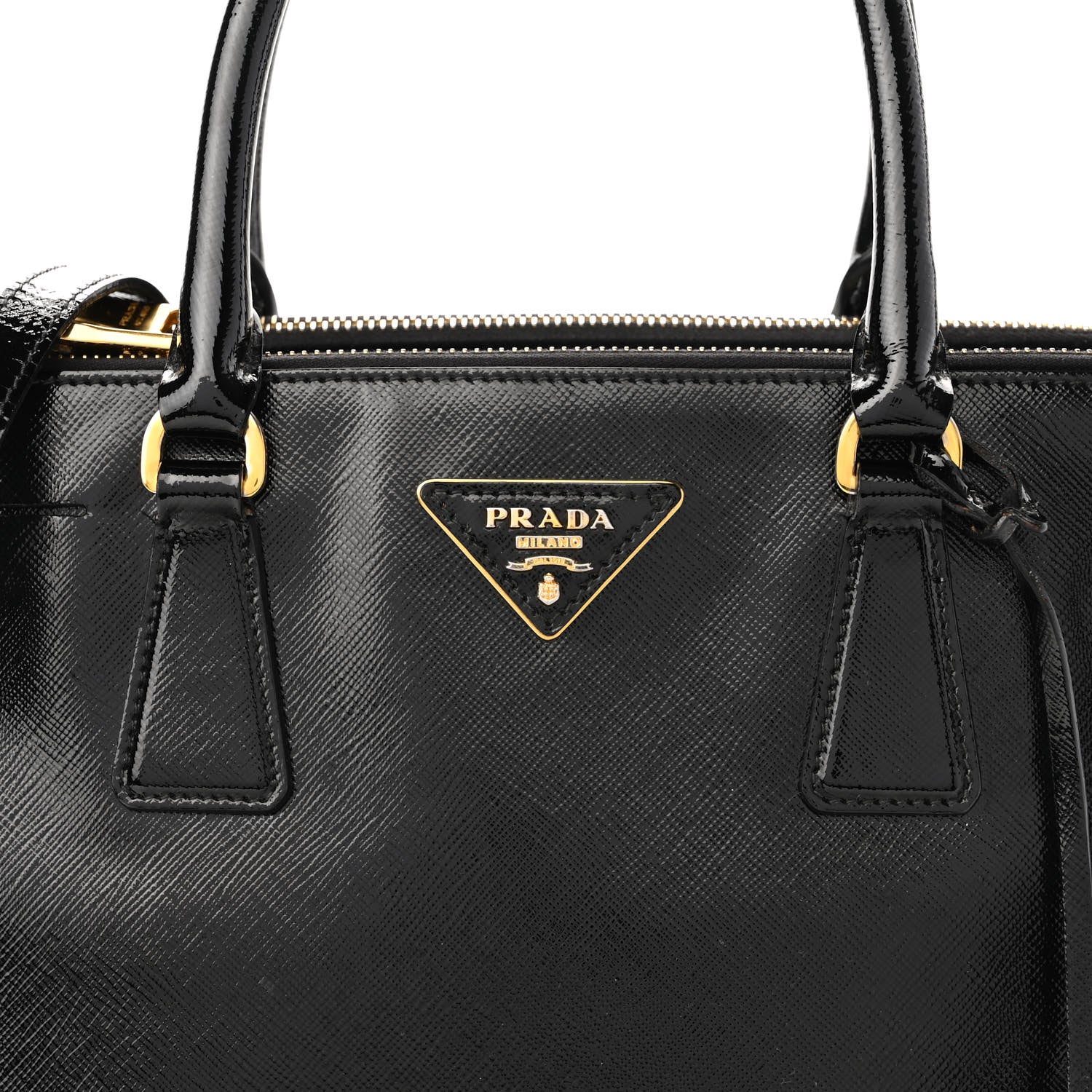Prada Saffiano Vernice Small Galleria Double Zip Tote Black 7 of 12