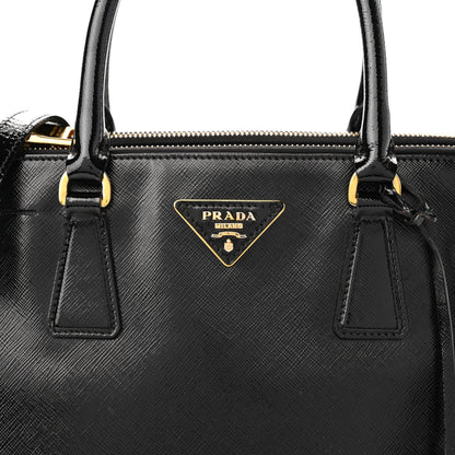 Prada Saffiano Vernice Small Galleria Double Zip Tote Black 7 of 12