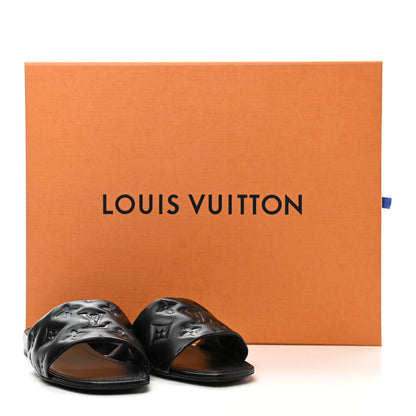 Louis Vuitton Lambskin Embossed Monogram Revival Flat Mules 38 Black 10 of 10