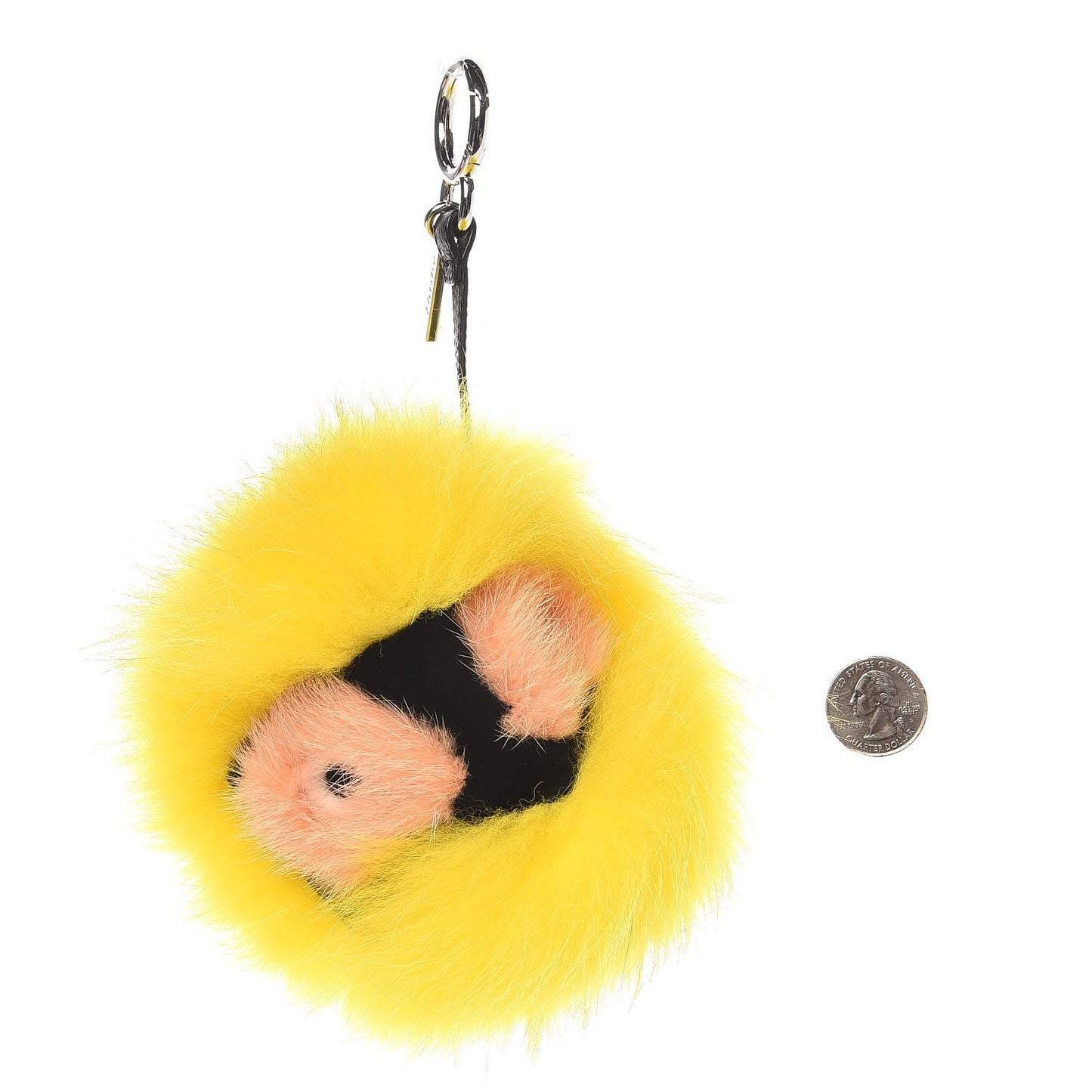 Fox Mink Rabbit Fur Vitello Dolce Flashy Monster Bag Bug Charm Giallo Fluo Multicolor