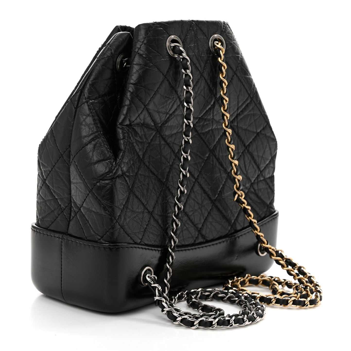 Aged Calfskin Quilted Small Gabrielle Backpack Black