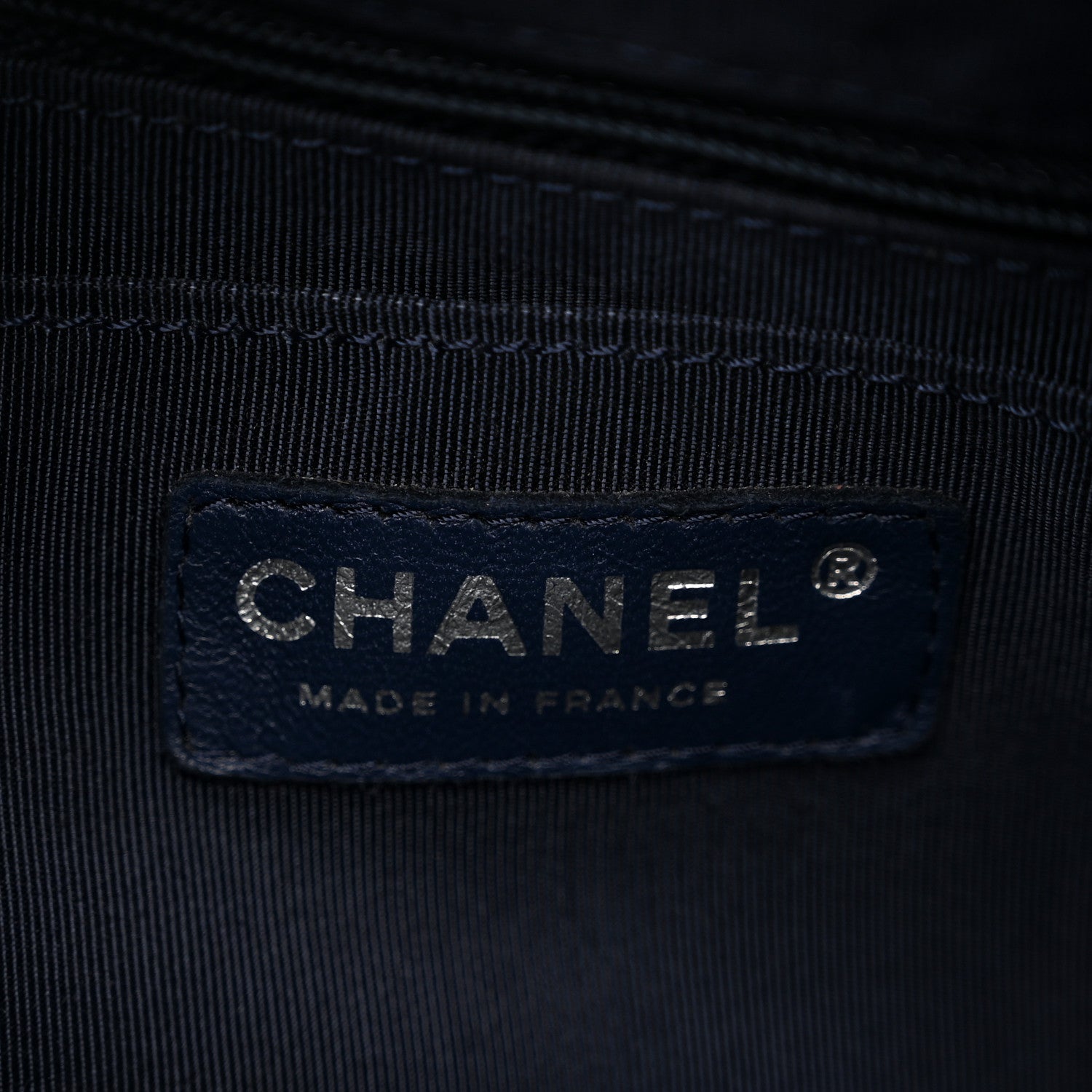 Chanel Deerskin Chevron Small CC Chain Bucket Bag Navy Blue 6 of 10