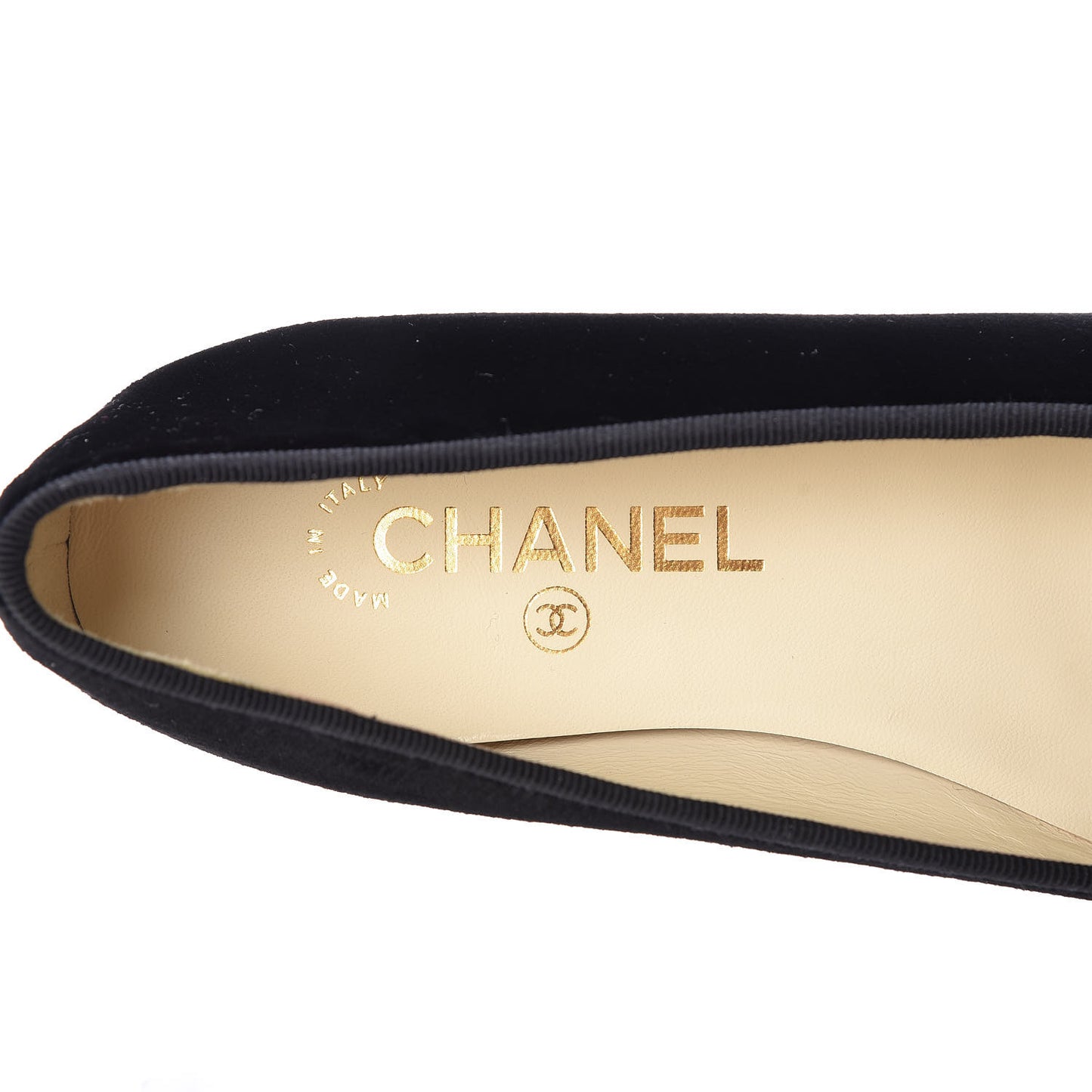 Velvet Lambskin Cap Toe Ballerina Flats 39 Black