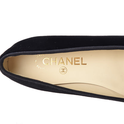 Chanel Velvet Lambskin Cap Toe Ballerina Flats 39 Black 7 of 9