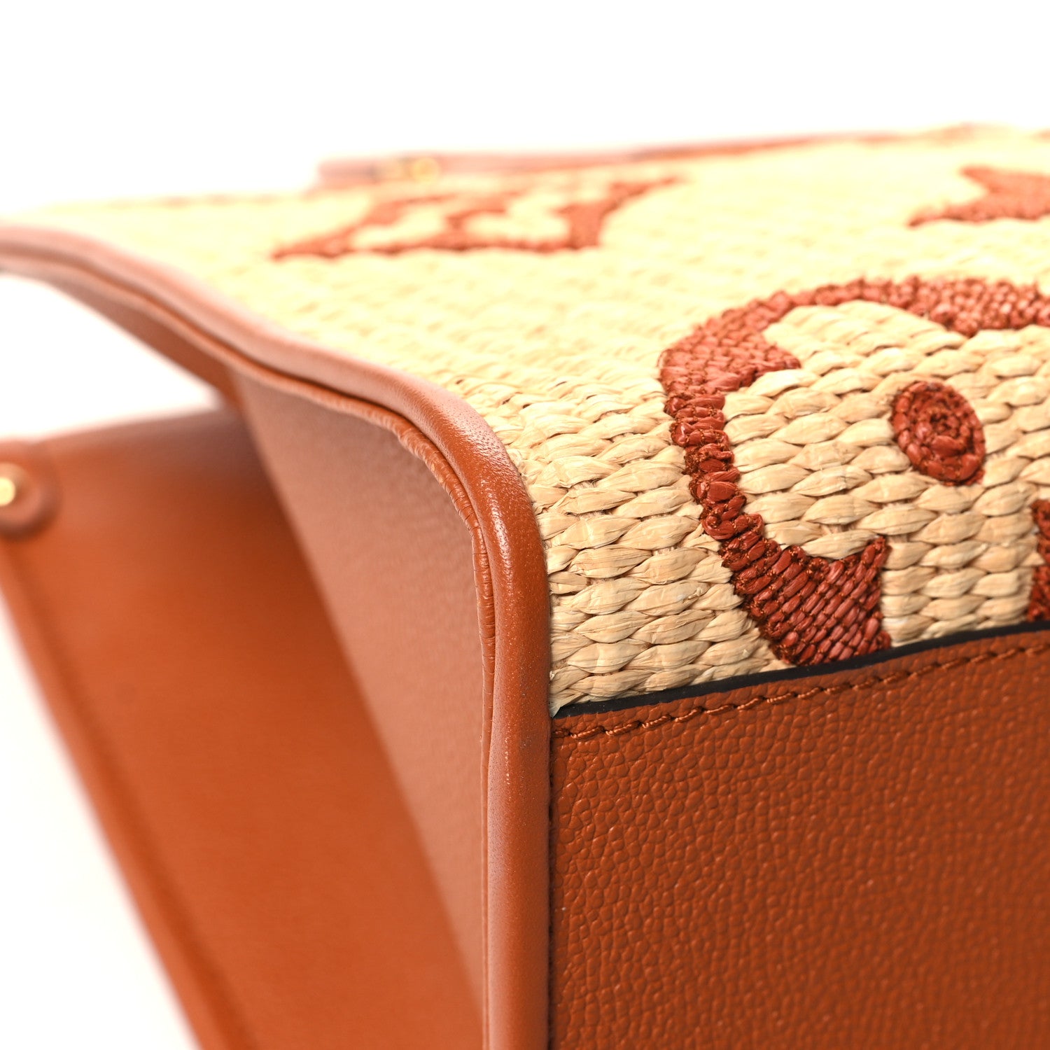 Louis Vuitton Raffia Calfskin Monogram Giant Onthego MM Tan 10 of 12