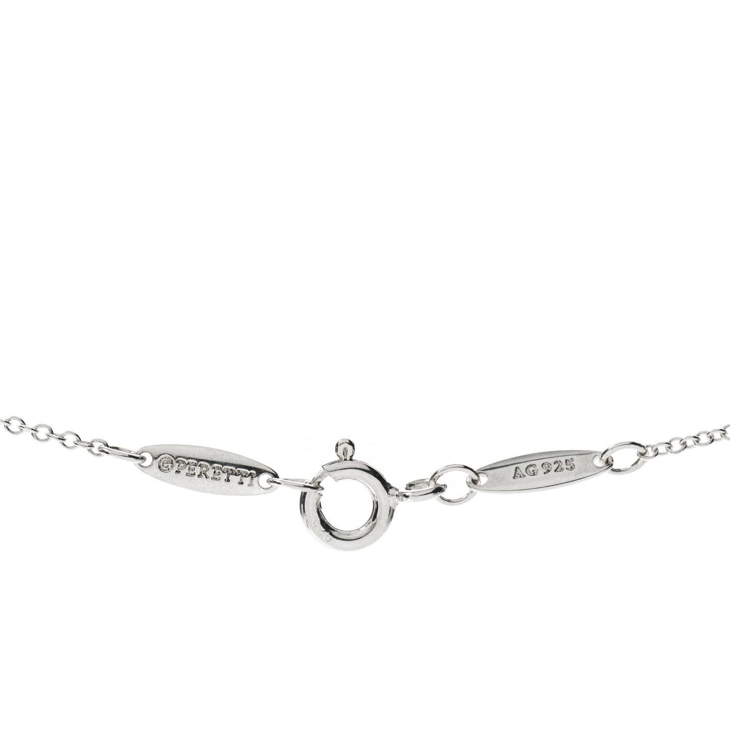 Sterling Silver Black Jade 12mm Elsa Peretti Bean Pendant Necklace