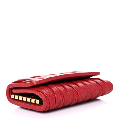 Miu Miu Nappa Matelasse Flap Card Holder Key Ring Fuoco 4 of 15