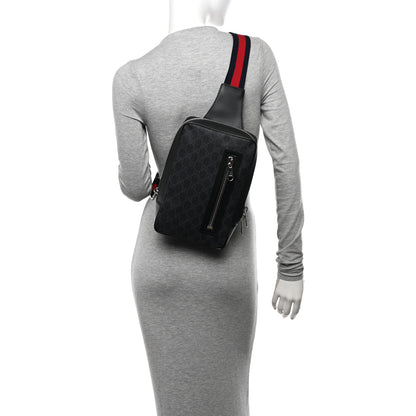 Gucci GG Supreme Monogram Web Belt Bag Black Grey 2 of 11