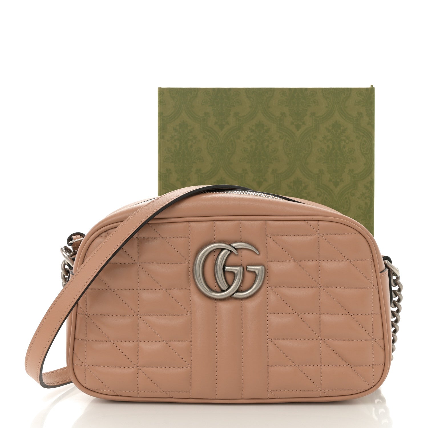 Gucci Calfskin Matelasse Aria Small GG Marmont Chain Shoulder Bag Camelia 17 of 17
