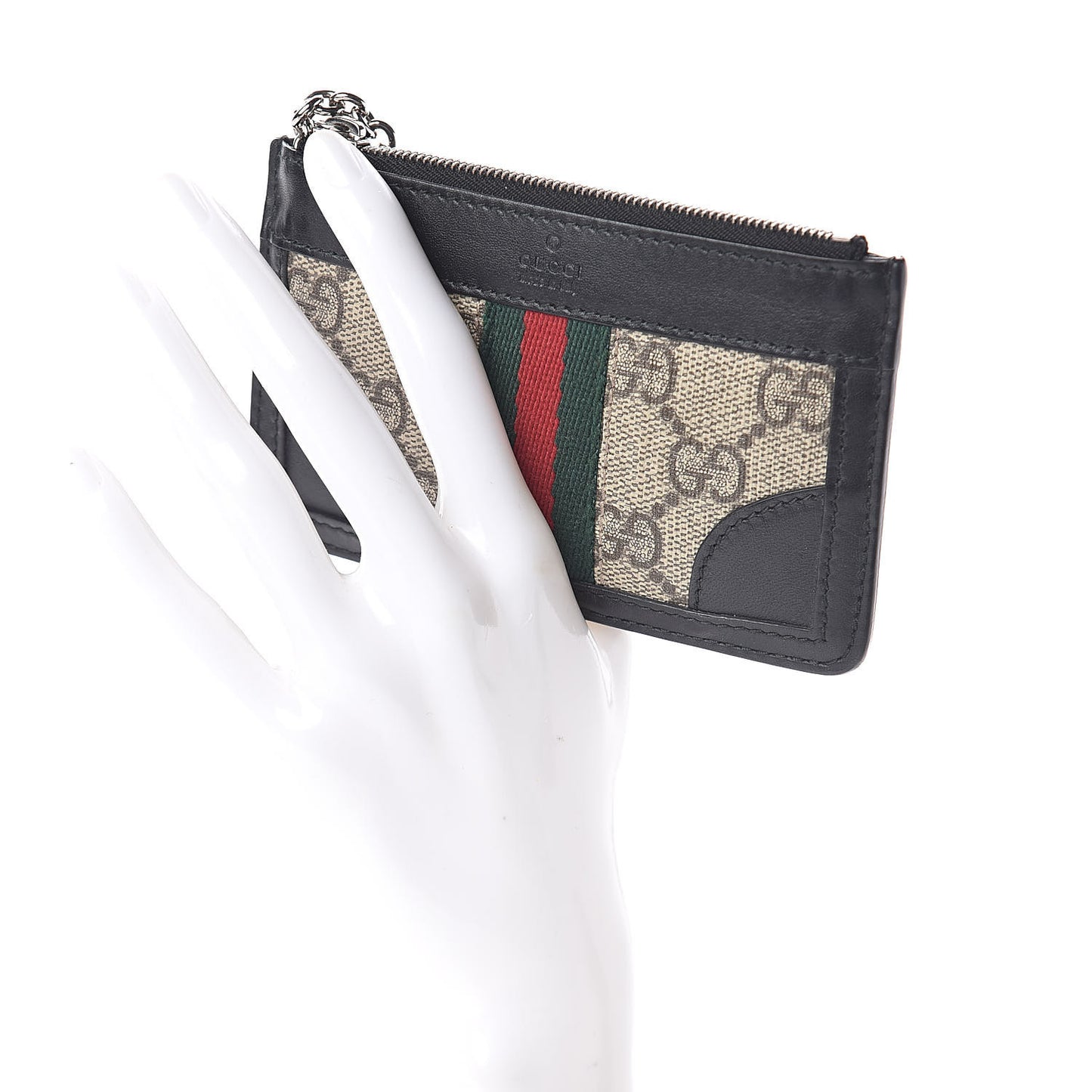 GG Supreme Monogram Web Key Case Black