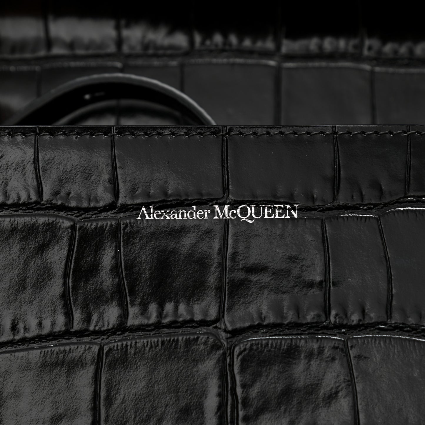 Crocodile Embossed Calfskin Knuckle Crossbody Black