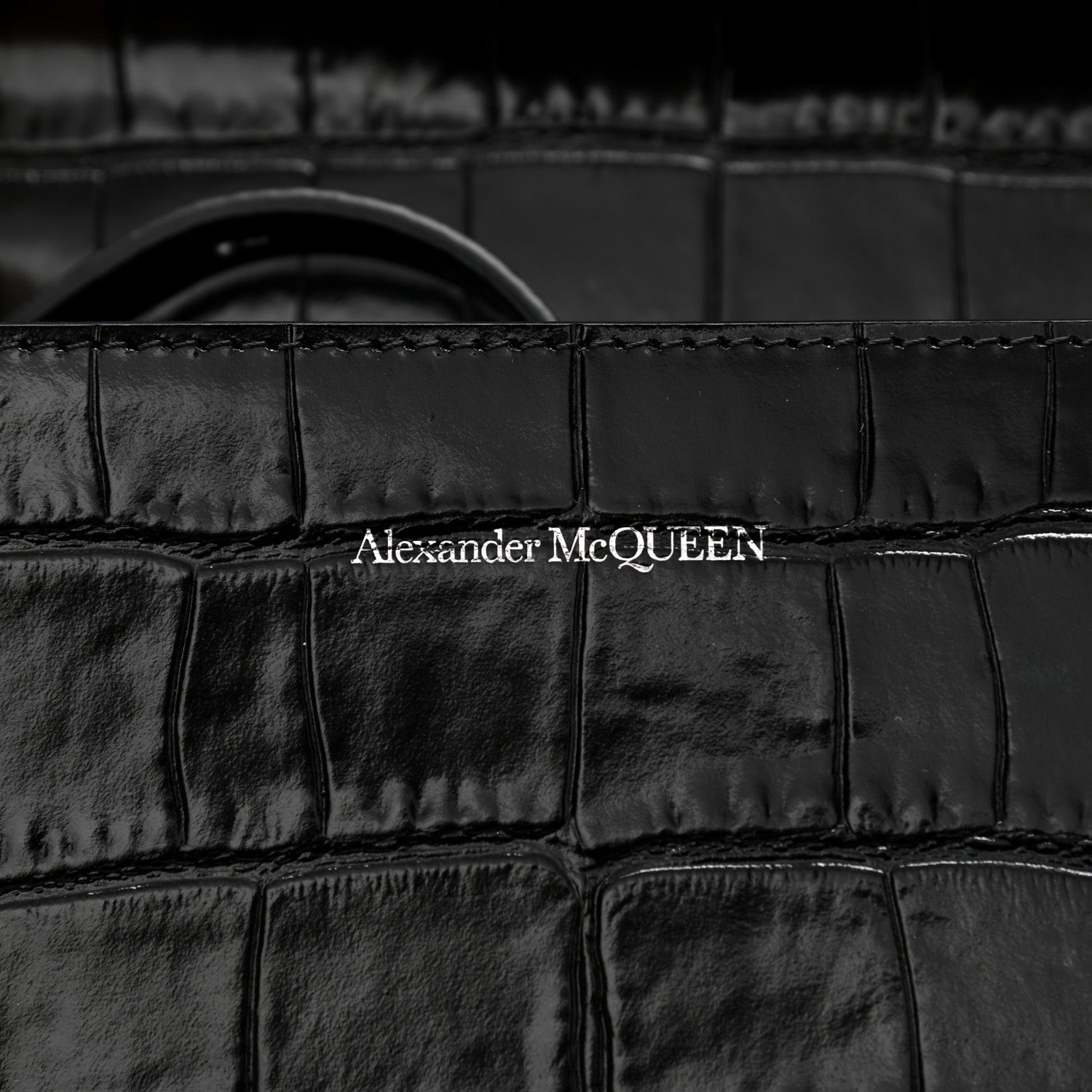 Alexander McQueen Crocodile Embossed Calfskin Knuckle Crossbody Black 5 of 10