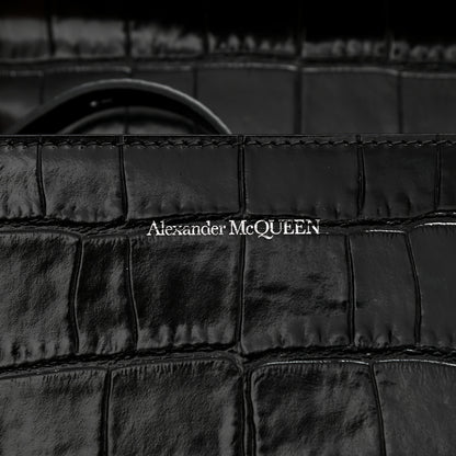 Alexander McQueen Crocodile Embossed Calfskin Knuckle Crossbody Black 5 of 10