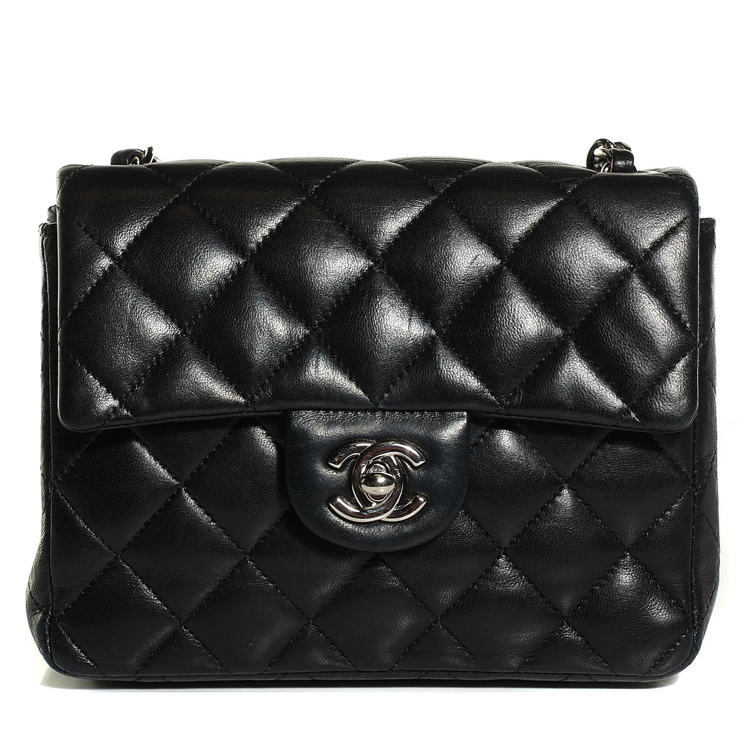 Lambskin Quilted Mini Square Flap Black