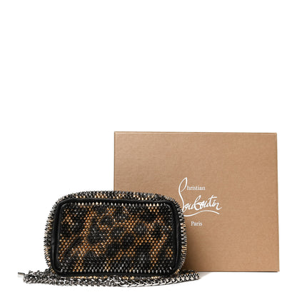Christian Louboutin Nappa Mini Spikes Leopard Piloutin Wristlet Clutch Black 12 of 12