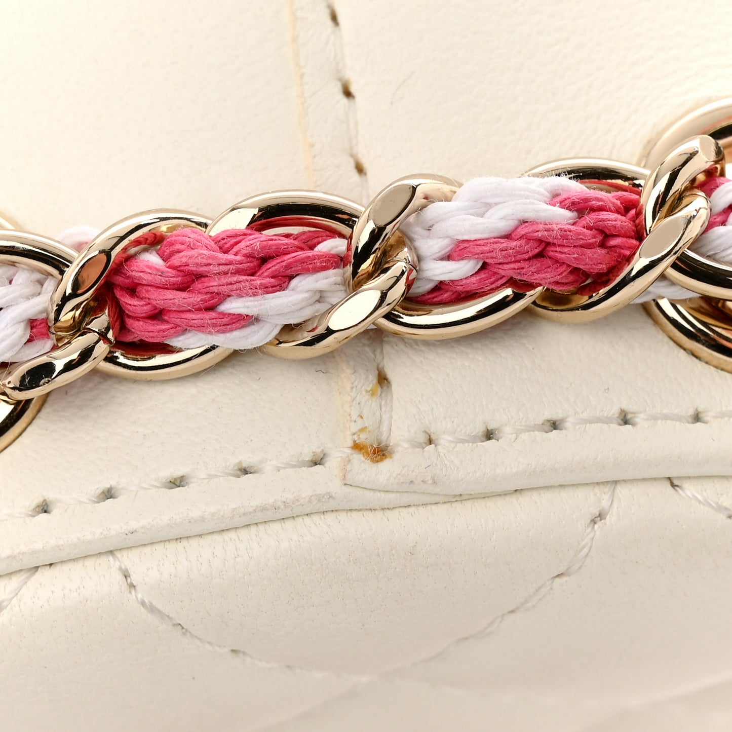 Lambskin Coco Lifesaver Round Bag Pink White