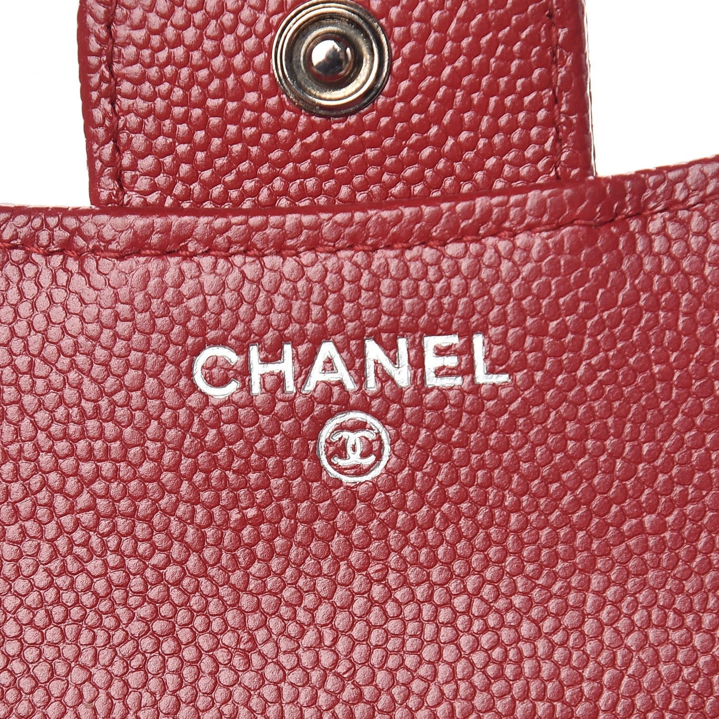 Caviar Quilted Compact Flap Wallet Dark Red