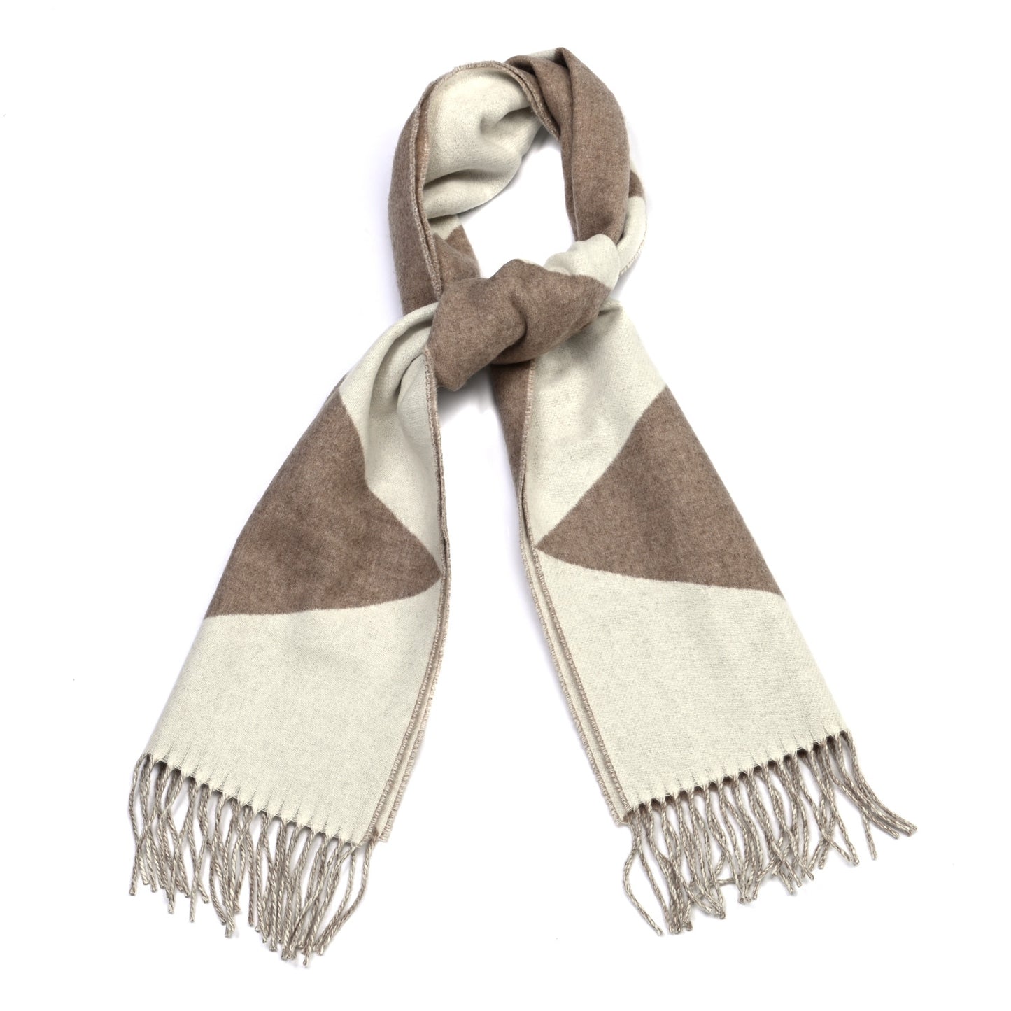 Cashmere Casaque Zig Zag Muffler Etoupe Ivory