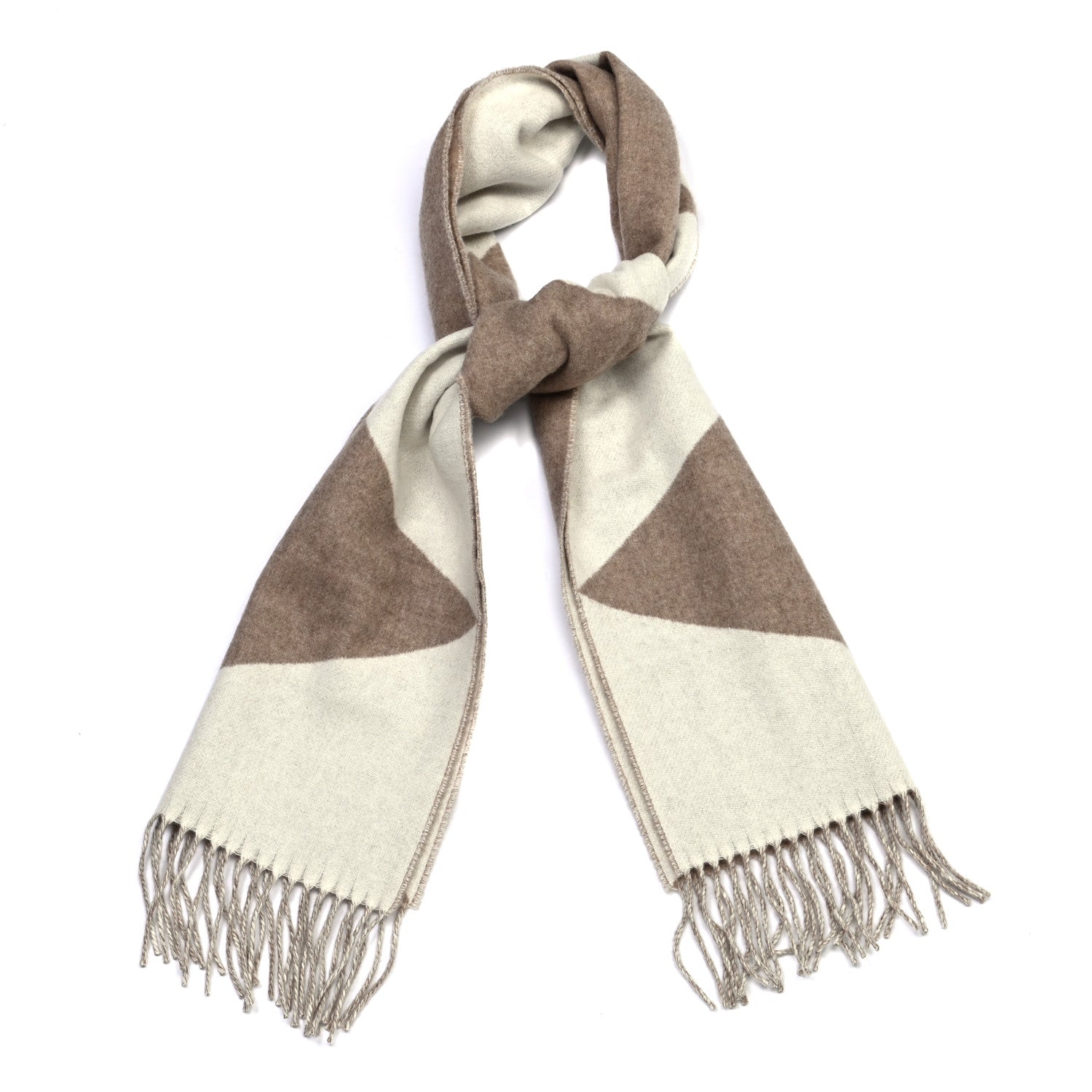 Hermes Cashmere Casaque Zig Zag Muffler Etoupe Ivory 1 of 5
