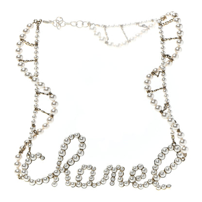 Chanel Metal Glass Swirling Pearls Necklace Gold 3 of 6