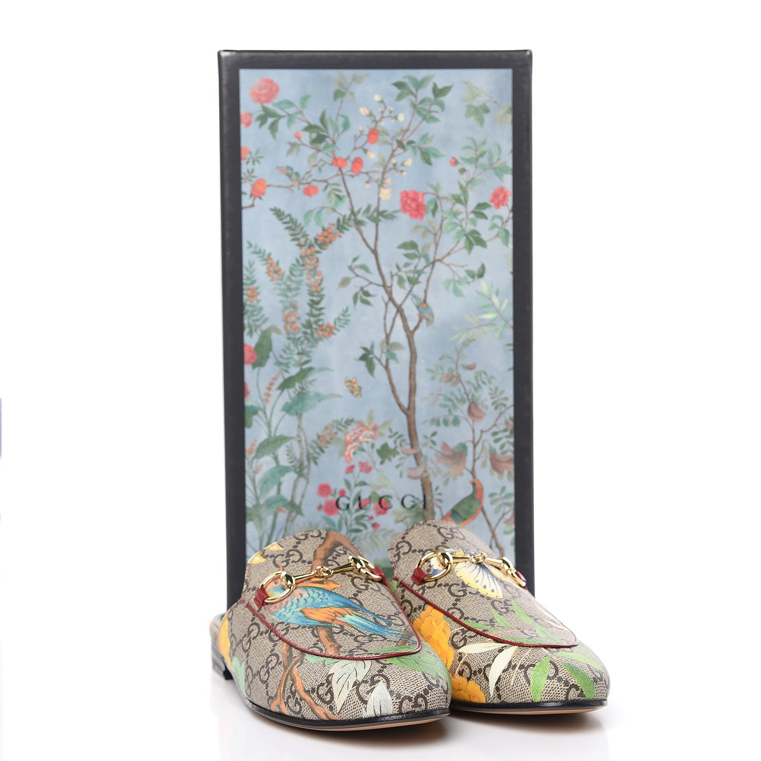Gucci GG Supreme Monogram Tian Womens Princetown Slippers 35.5 Beige Ebony Multicolor 9 of 9
