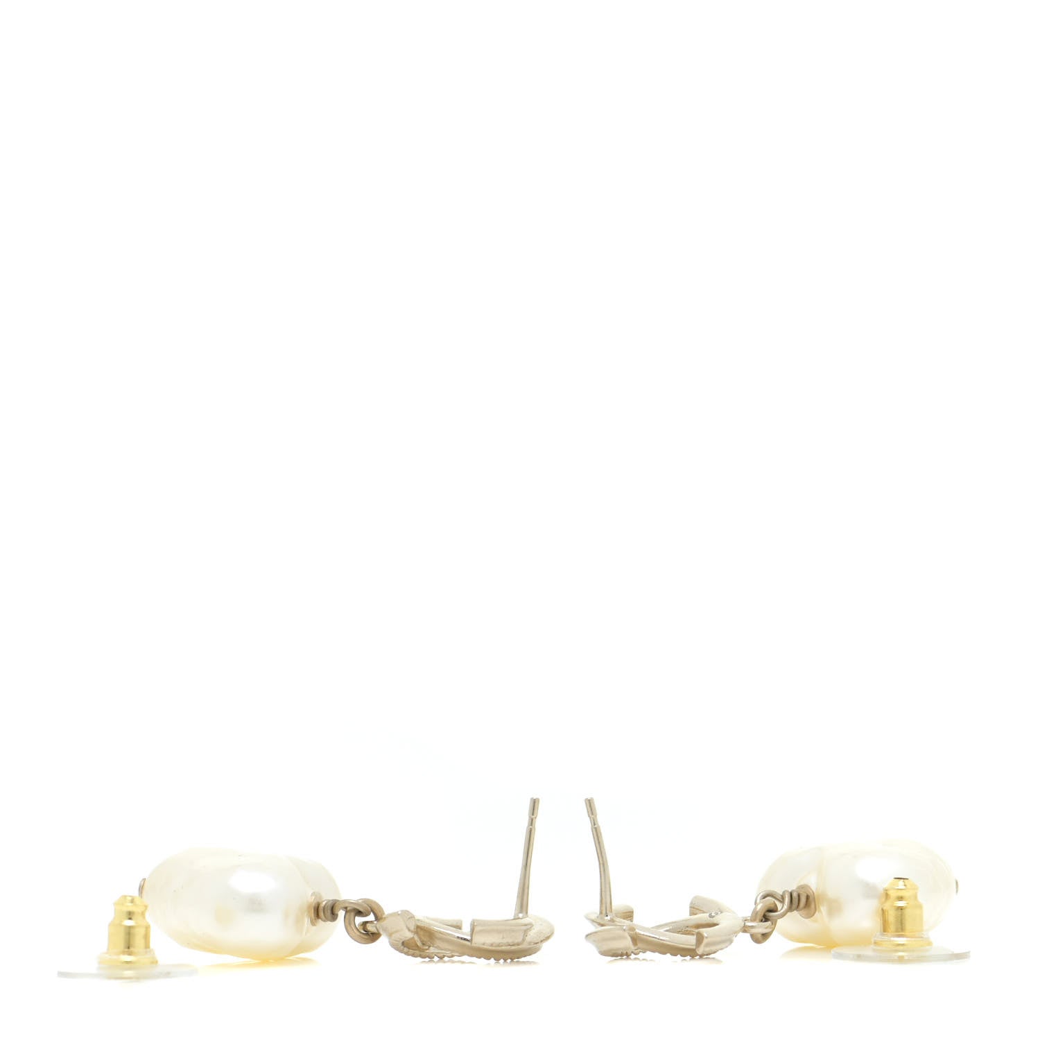 Chanel Pearl CC Heart Drop Earrings Gold 3 of 6