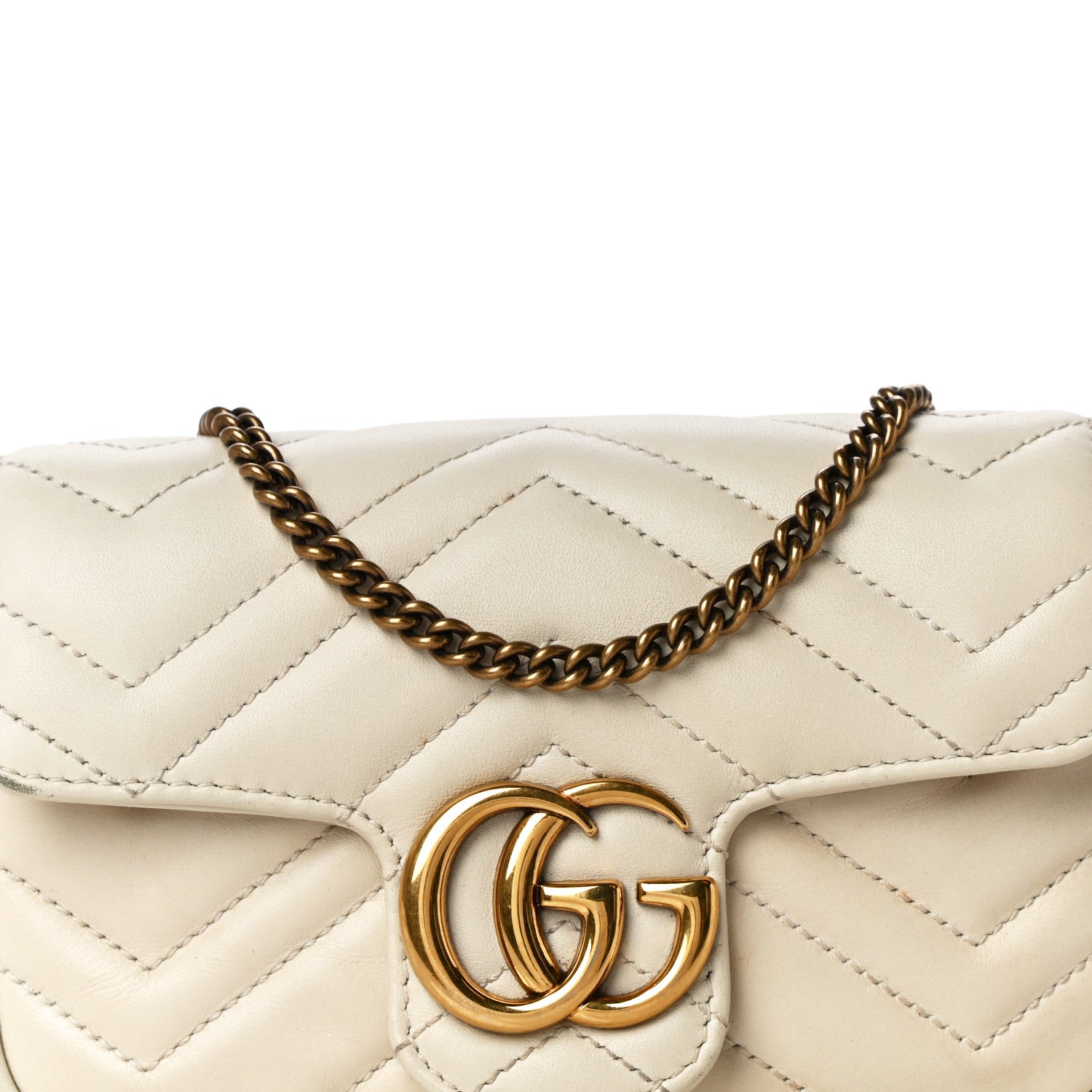 Gucci Calfskin Matelasse Super Mini GG Marmont Shoulder Bag White 8 of 15