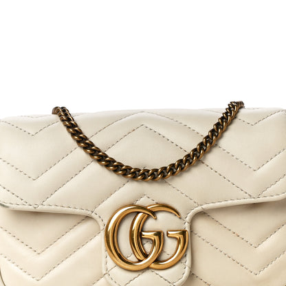 Gucci Calfskin Matelasse Super Mini GG Marmont Shoulder Bag White 8 of 15