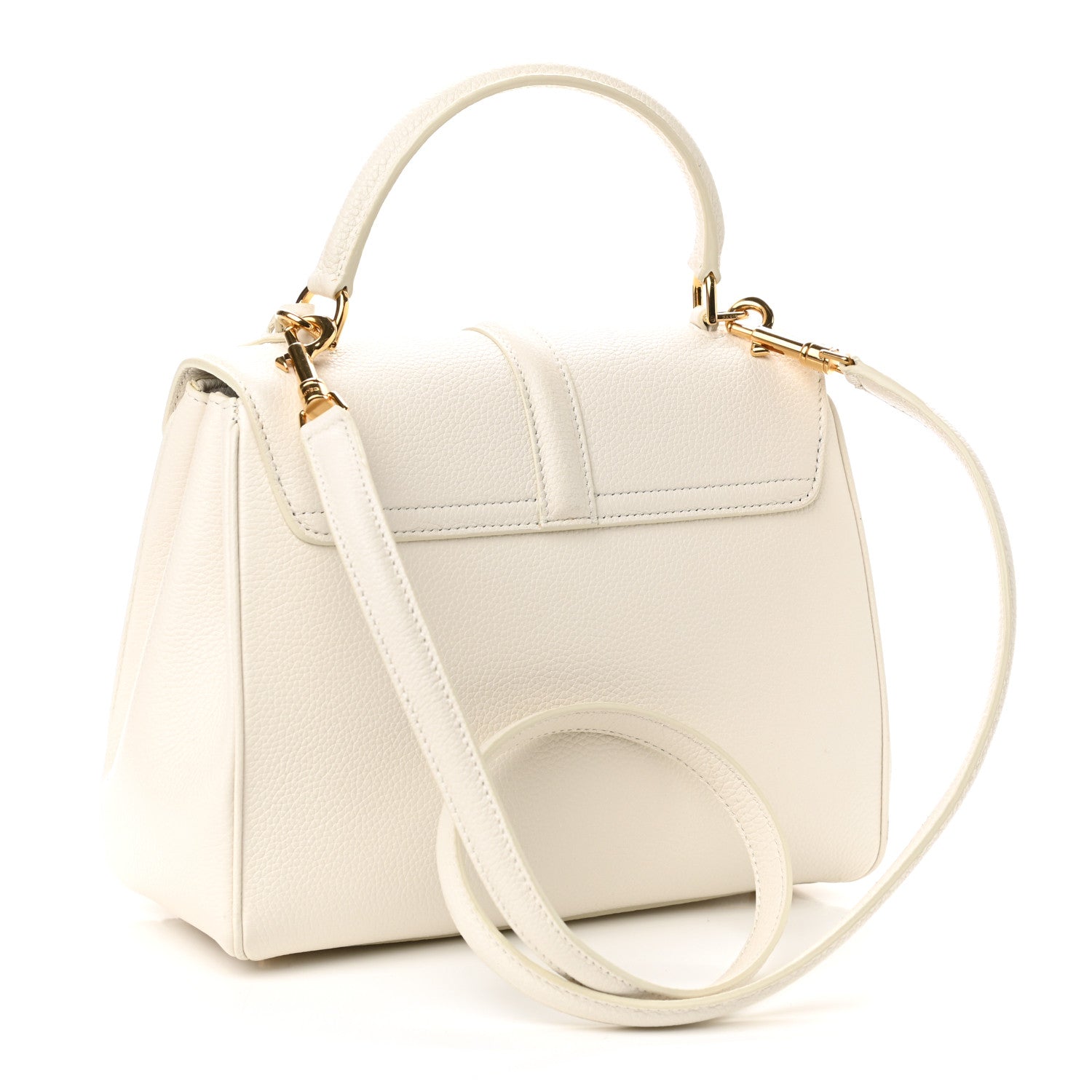 Celine Grained Calfskin Small 16 Top Handle Bag White 3 of 10