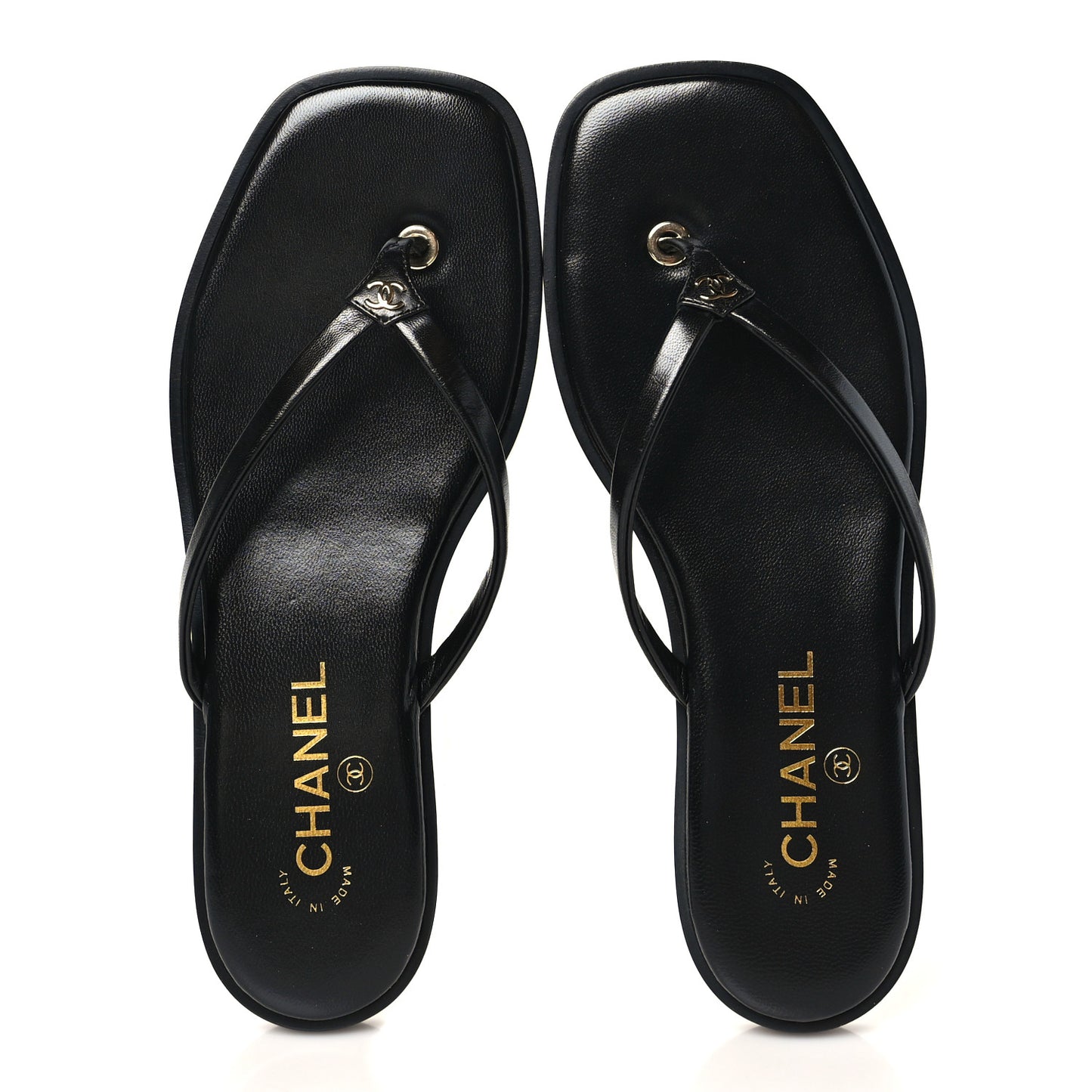 Goatskin CC Times Square Thong Sandals 38.5 Black