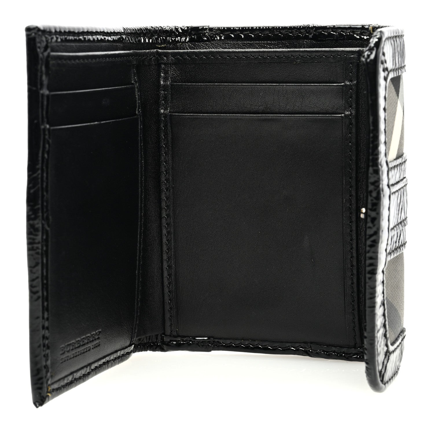 Burberry Patent Nova Check Wallet Black 6 of 8