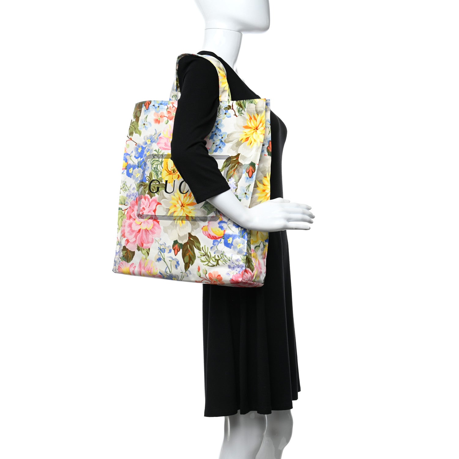 Gucci Patent Canvas Frame Logo Floral Print Vertical Tote Multicolor 3 of 9