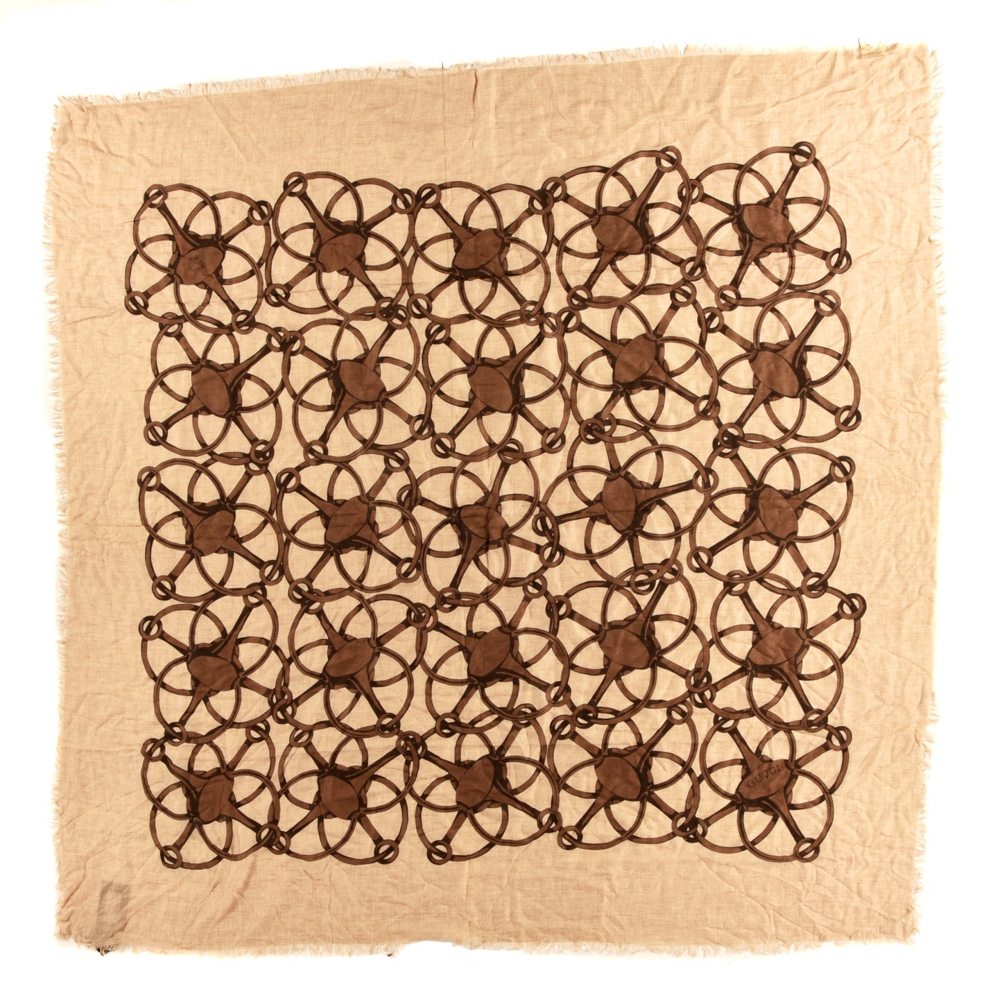 Modal Wool Hildash Square Shawl Beige Dark Brown